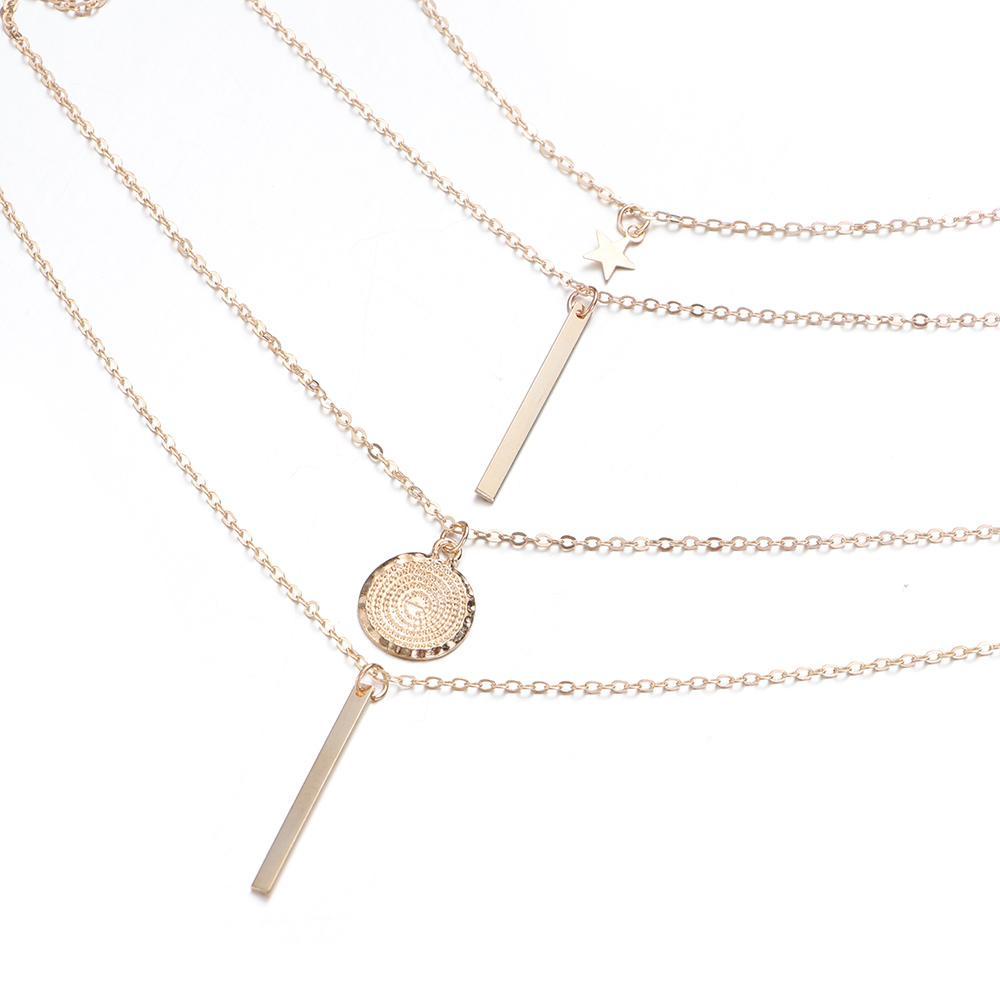 Vòng cổ Nhiều Lớp Thời Trang Cá Tính|Đồng Xu Lưu Niệm Hình Trăng Sao