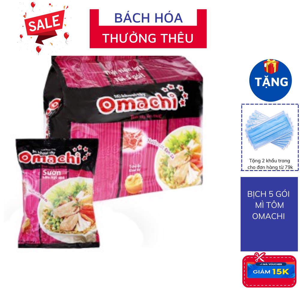 Bịch 5 Gói Mì Tôm Omachi Xốt Bò Hầm - Sườn Hầm 80g