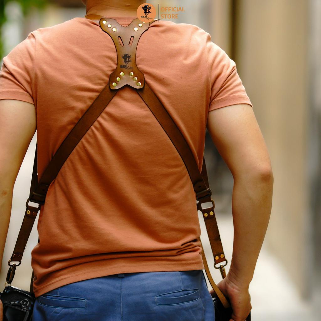 Dây máy ảnh hai máy da bò thật - RAM Leather