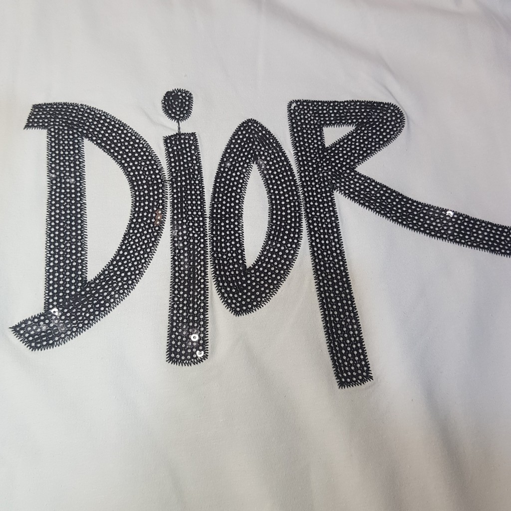 Áo Thun/Phông Dior Đính Kim Sa May Thủ Công Thun Cotton Forrm Rộng Giấu Quần