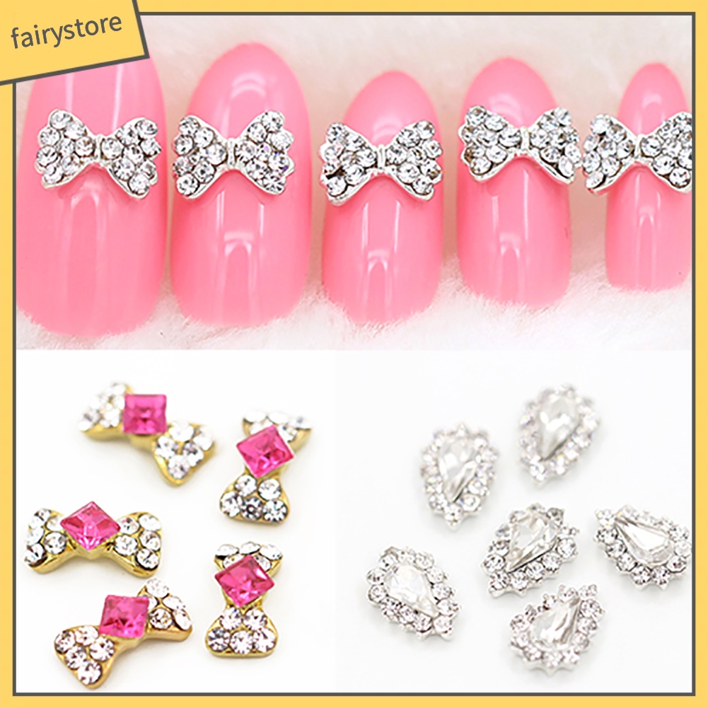 Set 10 Phụ Kiện Trang Trí Móng Tay 3D Hình Nơ Xinh Xắn