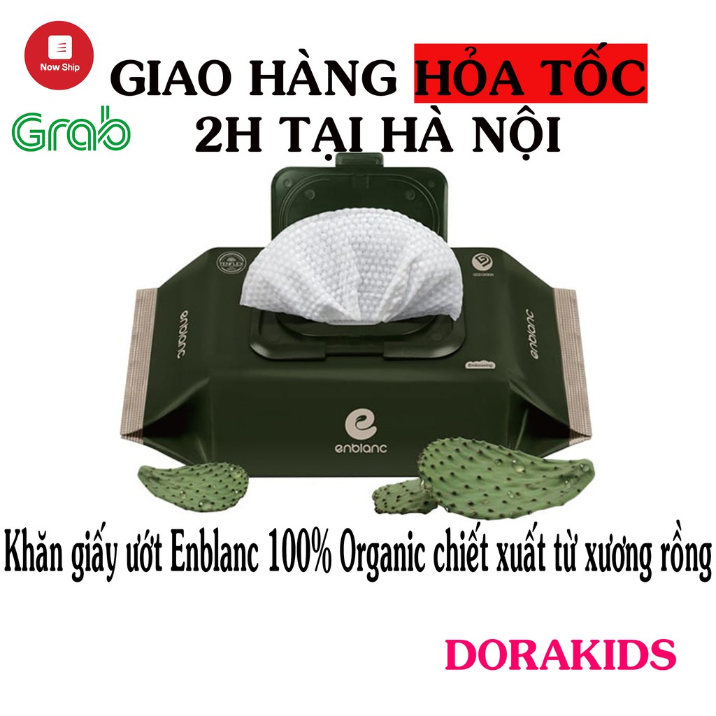 Khăn giấy ướt Enblanc Khaki chiết xuất từ cây xương rồng 100% Organic dành cho bé, không gây kích ứng