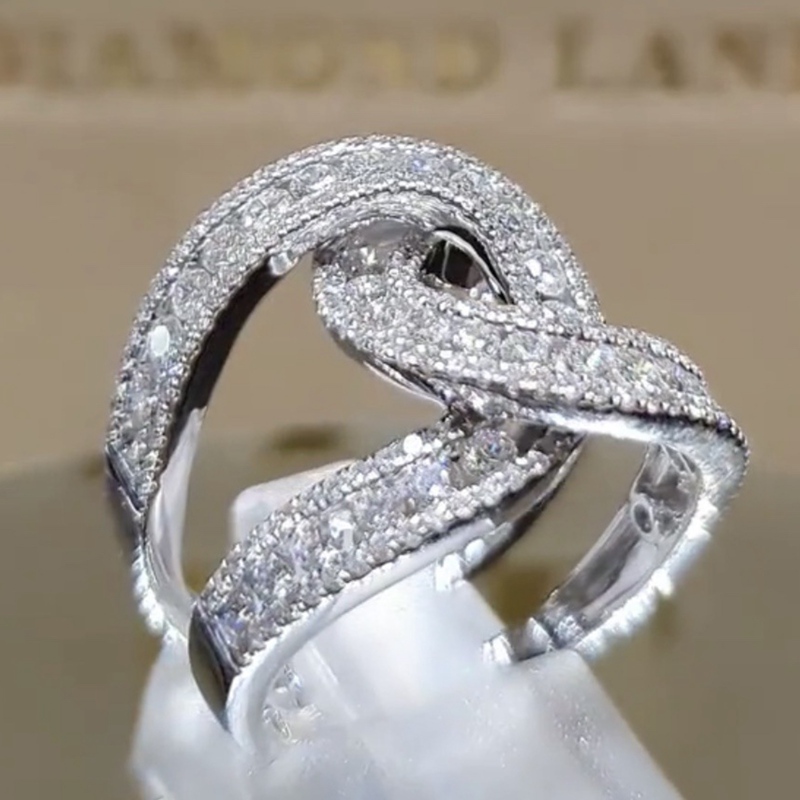 Nhẫn mạ bạc 925 đính kim cương/đá sapphire nhân tạo sang trọng cho nữ