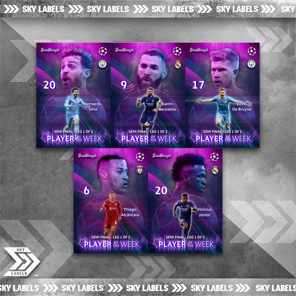 Thẻ Cầu Thủ Bóng Đá SKY Card BRTH POTW Semi FINAL 1 | Bernardo Silva Karim Benzema De Bruyne Thiago Alcantara Vinicius