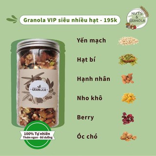 NGŨ CỐC ĂN KIÊN GRANOLA VIP SIÊU HẠT 500G (CHỈ 10% YẾN MẠCH)