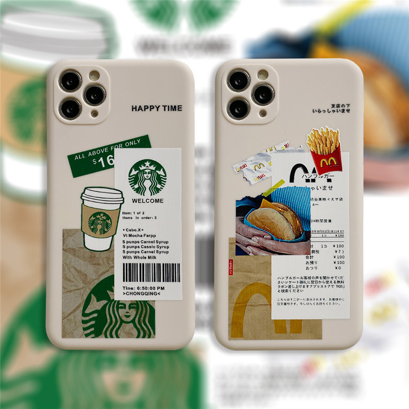 STARBUCKS Ốp Lưng Silicone Họa Tiết Hình Vuông Thời Trang Cho Iphone 12 11 Pro Max 6 6s 7 8 Plus Iphone X Xs Max Xr Se 2020