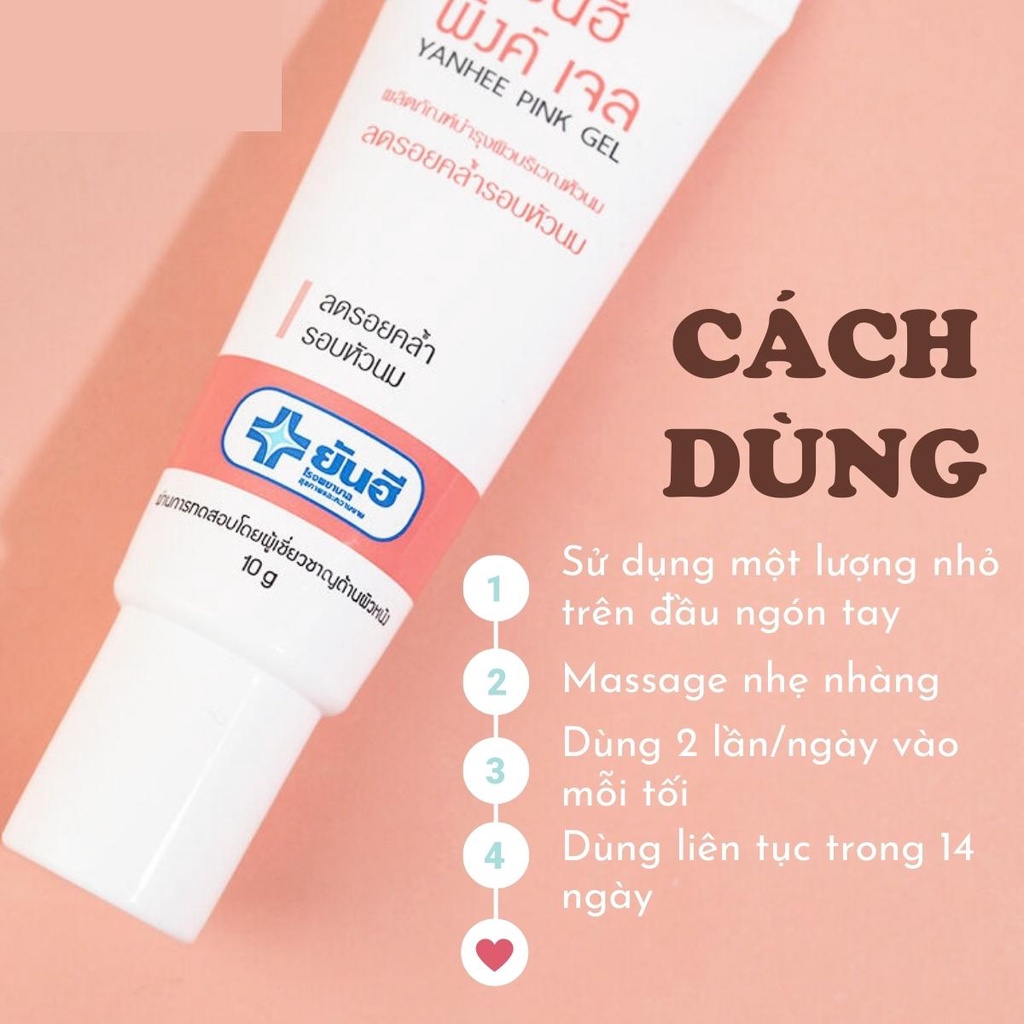 Gel thoa hồng nhũ hoa Yanhee Pink giúp giảm quầng thâm quanh nhũ hoa 10g