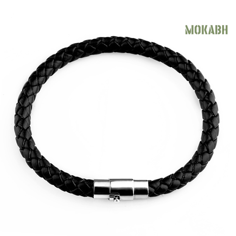 Vòng Tay Bện Dây Da Bện Phối Khóa Thời Trang Cho Nữ