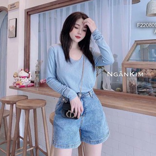 Áo thun giấy cổ tim tay dài!
