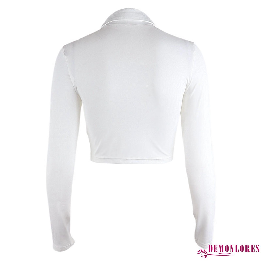 Áo croptop tay dài cài nút thanh lịch dành cho phái đẹp