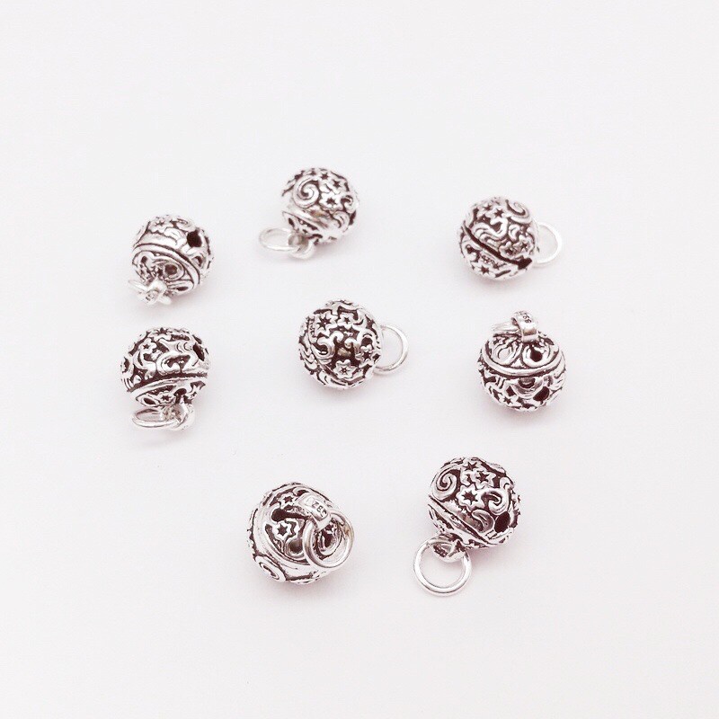 [GIÁ BUÔN] Charm chuông bạc có họa tiết cực đẹp - Hàng bạc loại 1 PH838