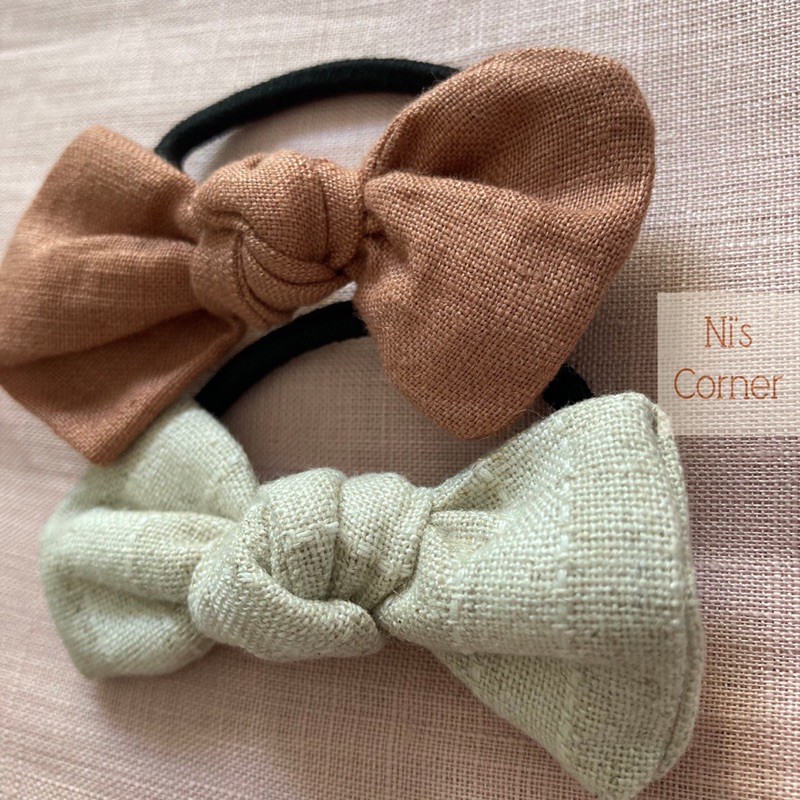Nơ cột tóc Linen Vintage size mini