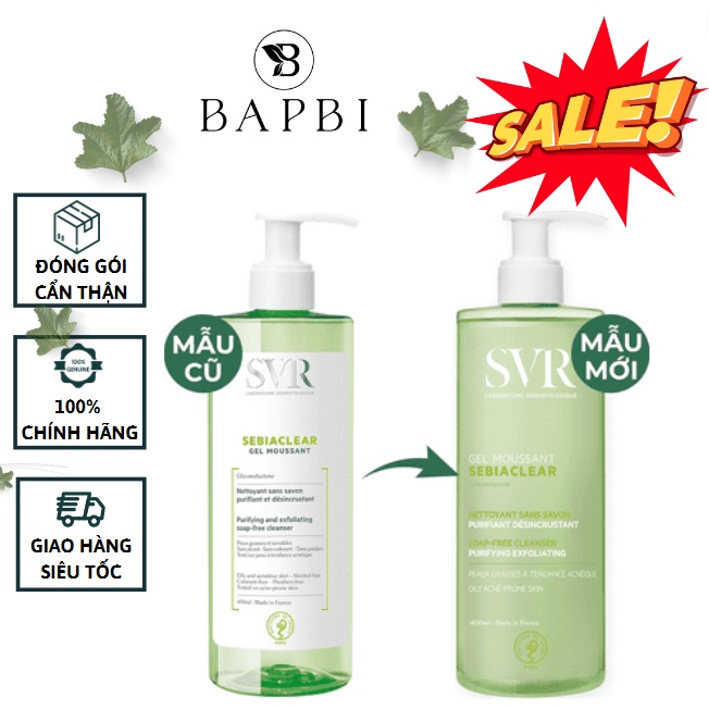 Sữa Rửa Mặt SVR Sebiaclear Gel Moussant 400ml Gel Rửa Mặt SVR Cho Da Dầu M ụ n & Da Nhạy Cảm