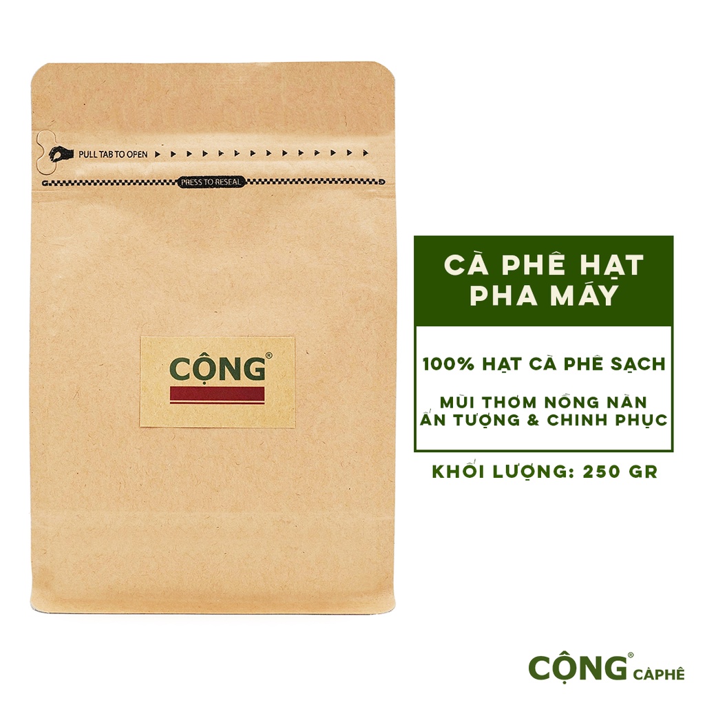 Cà phê hạt 250gr pha máy Cộng Cà Phê