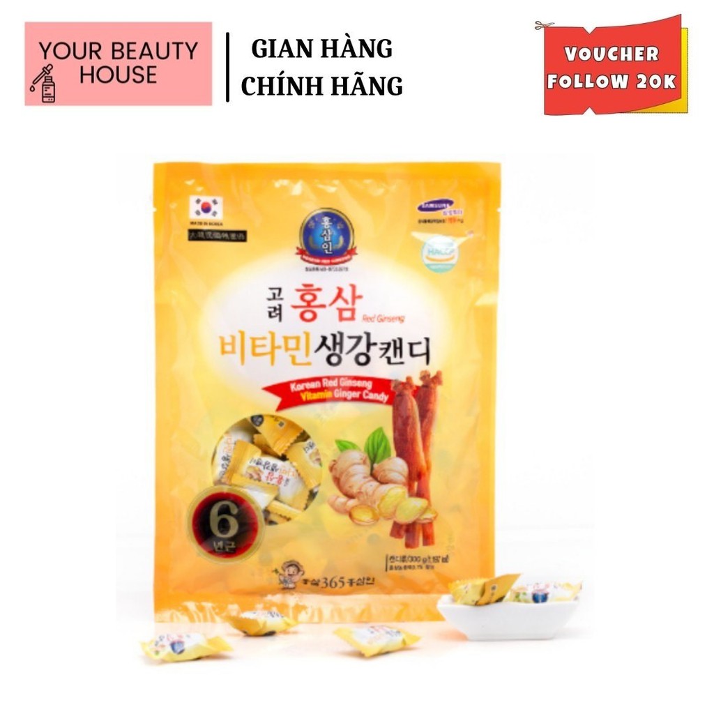 Kẹo Gừng Hồng sâm Korea Red Gingsen (Gói 300g)