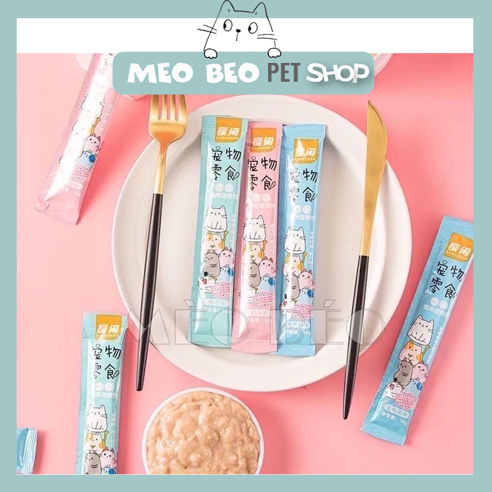 Súp thưởng cho mèo shizuka, cat food đầy đủ dinh dưỡng giá rẻ thanh 15g (GIAO NGẪU NHIÊN)
