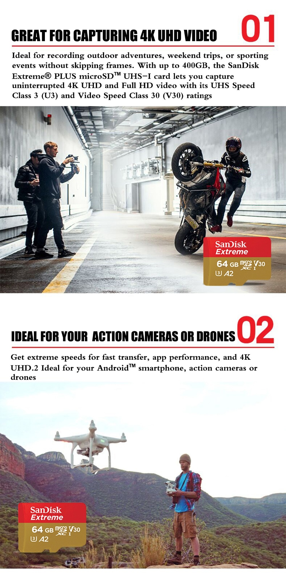 Thẻ Nhớ Sandisk Micro Sd A2 U3 V30 64gb 128gb 256gb 160 Mb / S Class10 Tf Sd | BigBuy360 - bigbuy360.vn