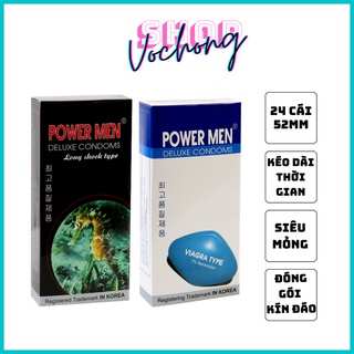 Bao cao su Powermen Viagra ( hộp 12 cái)  và bao cao su Powermen cá ngựa (1 hộp 12 chiếc) kéo dài thời gian
