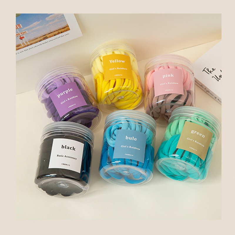 Set 50 Dây Thun Cột Tóc Nhiều Màu Sắc Co Giãn Tiện Dụng