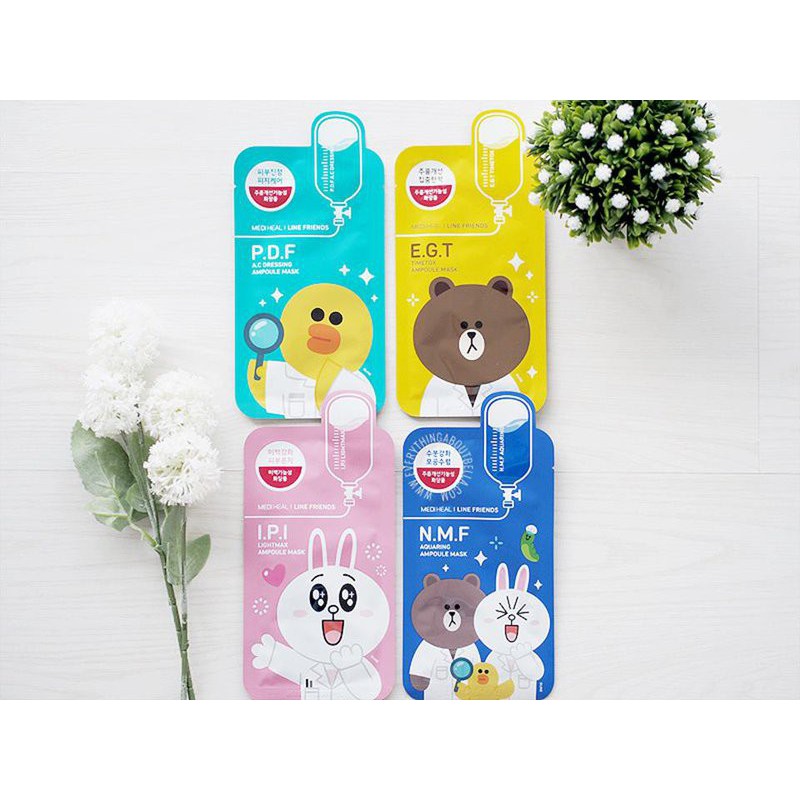 Combo 5 gói mặt nạ Mediheal Line Friends Hàn Quốc.