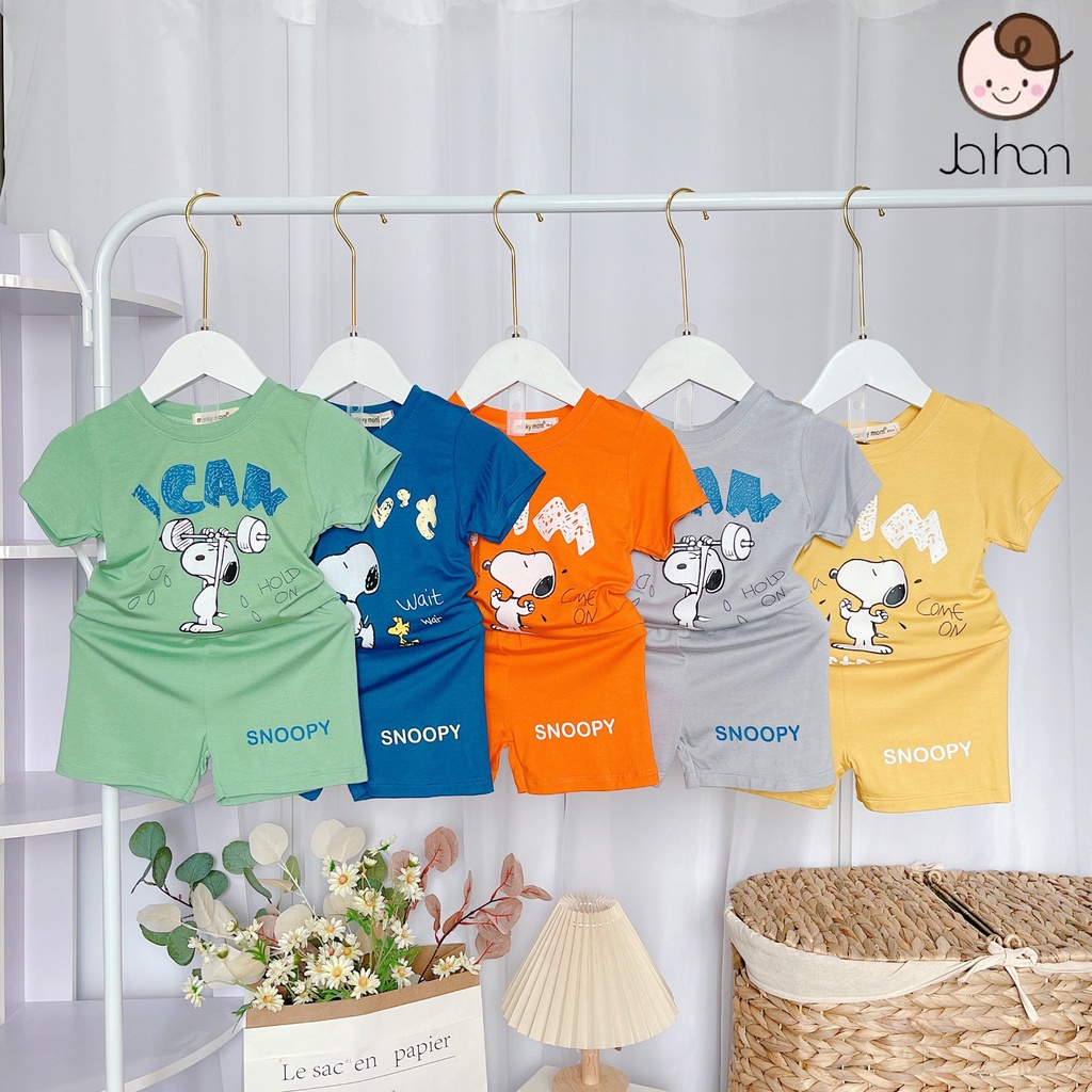[SALE] Bộ Cộc Tay Cho Bé Trai, Bé Gái Minky Mom Vải Thun Lạnh Hoạ Tiết Snoopy, Đồ Bộ Cho Bé Mặc Nhà MKM2247
