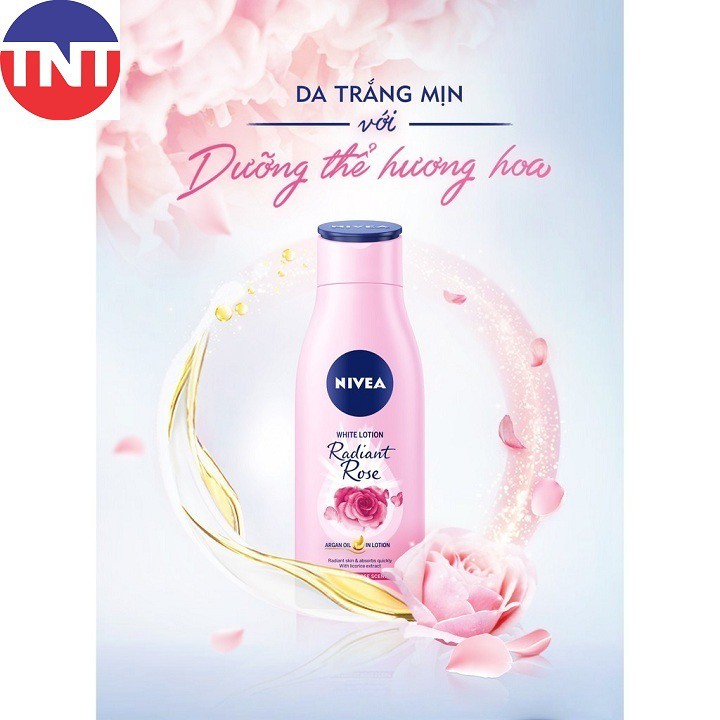 85706-Sữa dưỡng thể dưỡng trắng NIVEA hương hoa hồng Radiant Rose 200ml