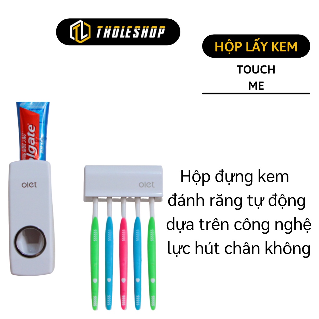 Combo hộp nhả kem và giá treo bản chải đánh răng- Dụng cụ Đựng Kem Đánh Răng Tự Động Touch Me� dán tường