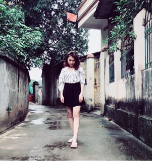 Sơ mi sọc cổ V kèm ảnh thật