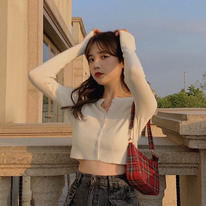 NZN Áo Khoác Cardigan Tay Dài ，áo cardigan croptop ， Dáng Rũ Với 10 Màu Tùy Chọn