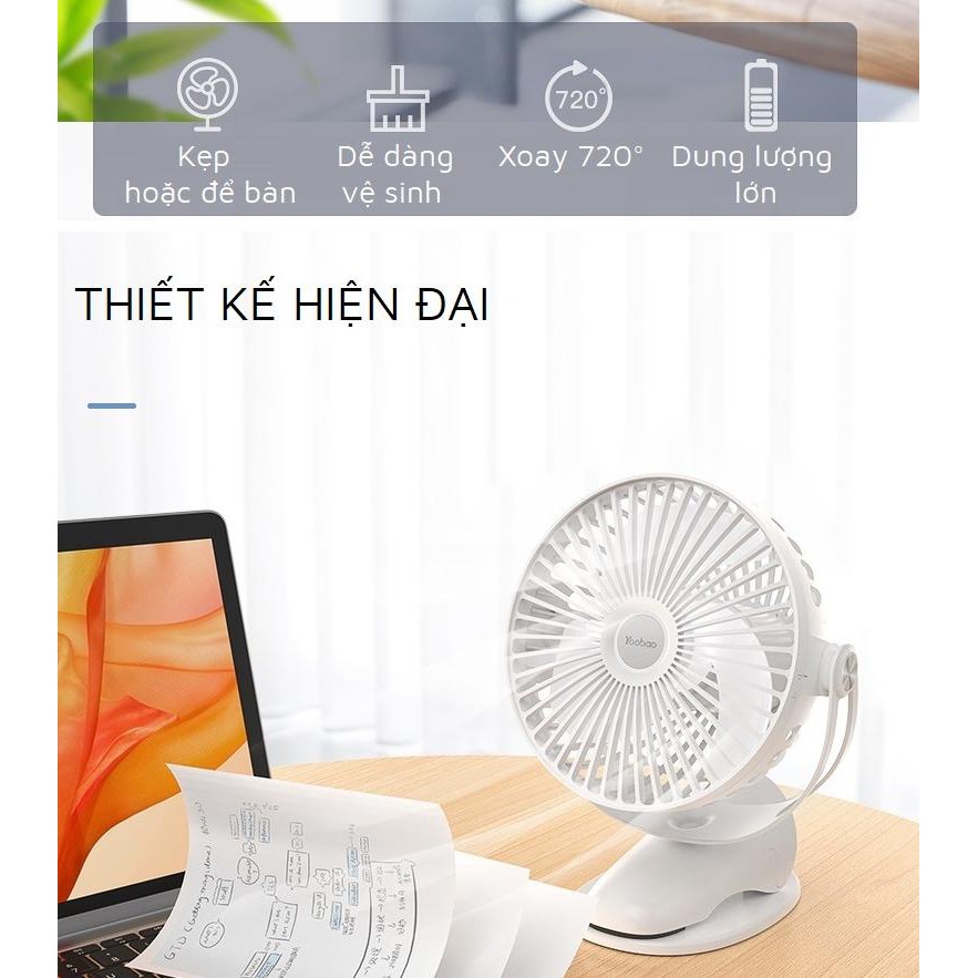 Quạt Yoobao F04 MAX 360 độ 10000 mAh,quạt kẹp, để bàn dùng liên tục 60h. Bảo hành 6 tháng | BigBuy360 - bigbuy360.vn
