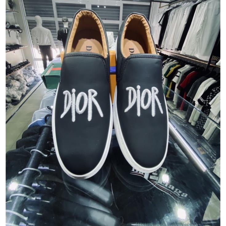 BG Giầy lười slip on dior da mềm có hoạ tiết thêu nổi, Giầy sục nam đế cao phong cách trẻ trung btshop từ 38 đến 42
