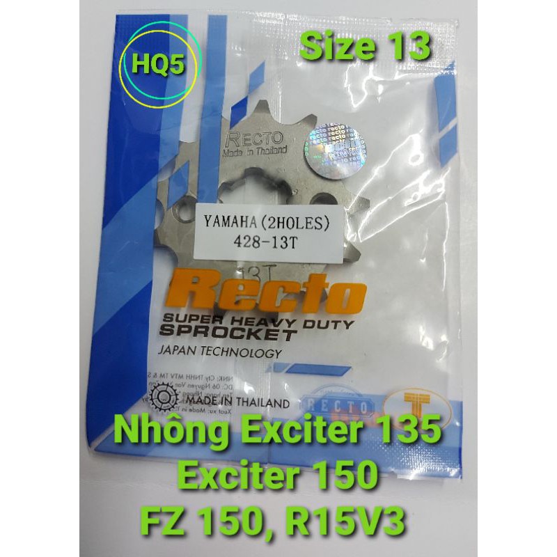 Nhông trước exciter 135/Exciter 150,FZ 150,R15V3  Recto, size độ 13