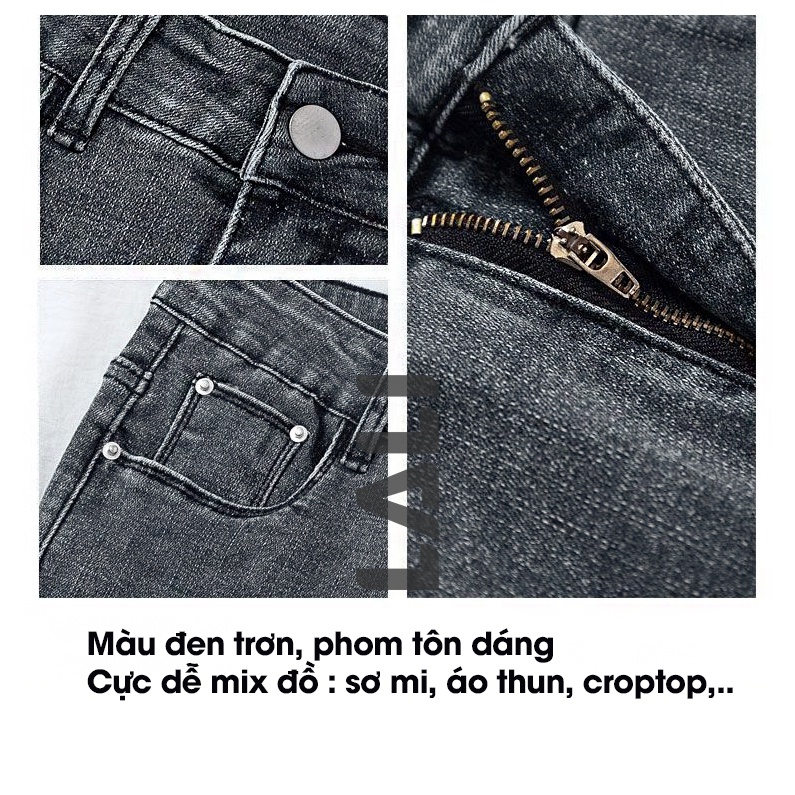 Quần jean lưng cao skinny bigsize màu đen siêu tôn dáng LALI