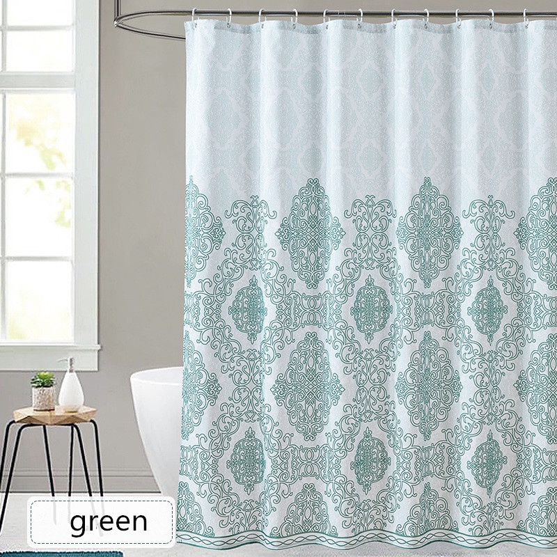 Waterproof thickness Classical Polyester digital printing polyester fabric Shower Curtain with hooks