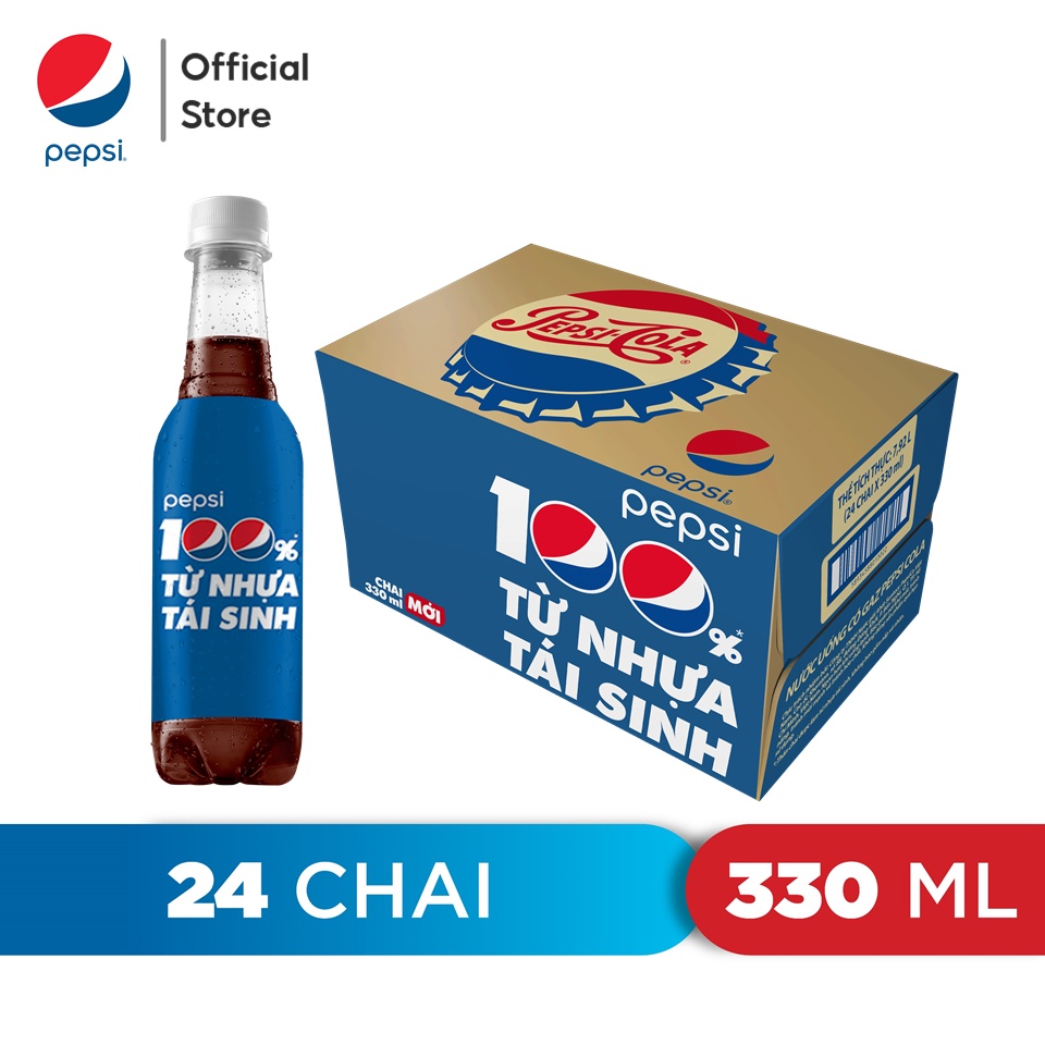 [HỎA TỐC-HN]Thùng 24 Chai Nước Ngọt Có Gaz Pepsi (330ml/chai)