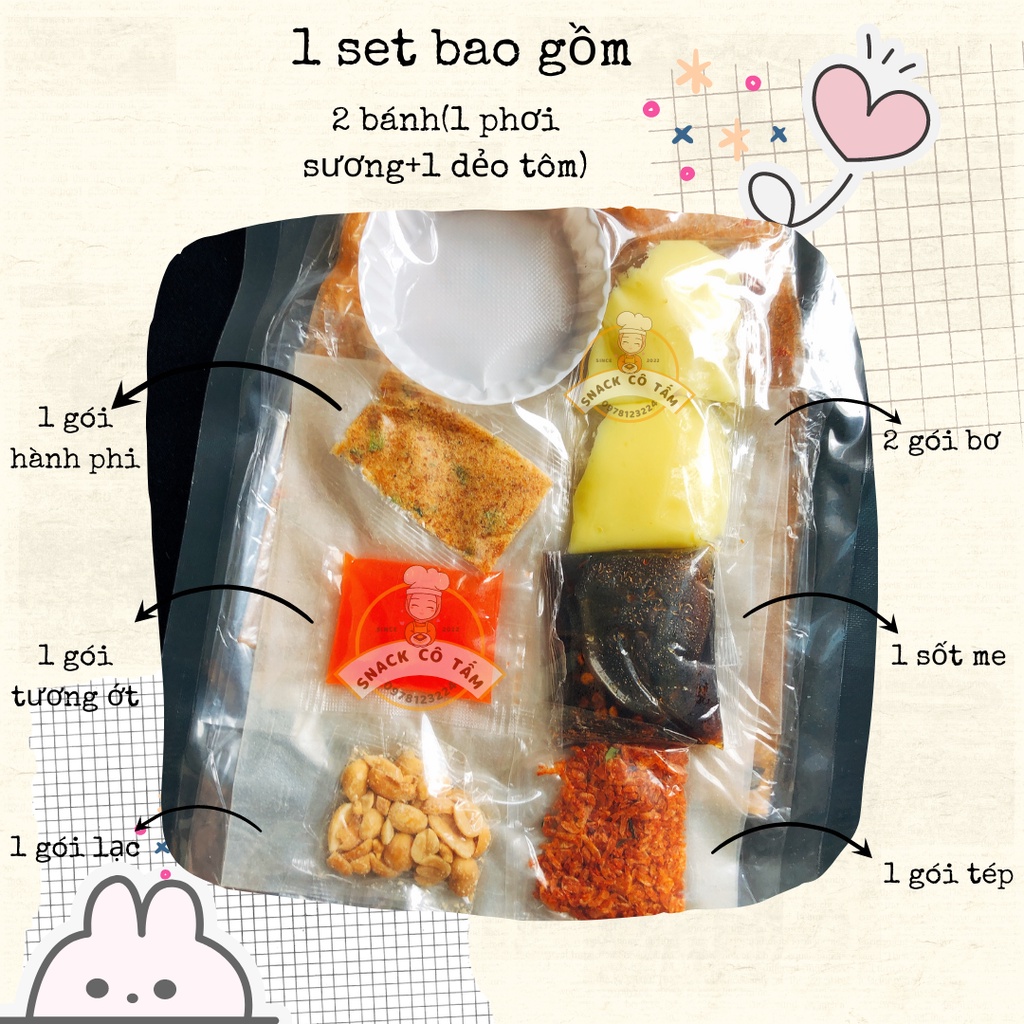 Combo Bánh tráng me Bánh tráng chấm bơ 2in 1 hút chân không tiện lợi tiết kiệm bảo quản lâu/Snack Cô Tấm
