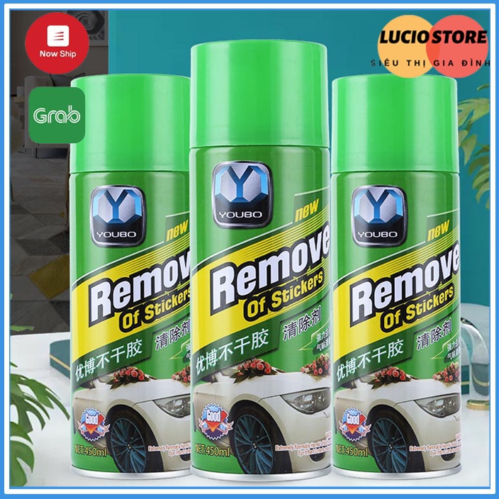 Chai Xịt Tẩy Keo Remove Of Stickers 450ml, tẩy vết băng dính, nhựa đường bám trên ô tô, tẩy đa năng đồ nội thất