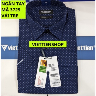 (3725 HVS) ÁO SƠ MI VIỆT TIẾN NGẮN TAY VẢI TRE HOA VĂN