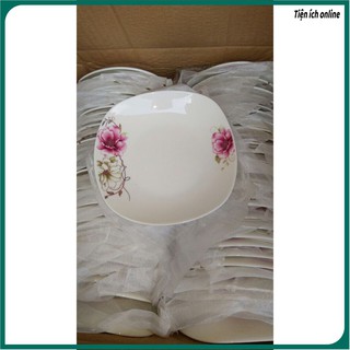 Đĩa vuông sứ hoa màu đỏ No.053 Tiện ích Online