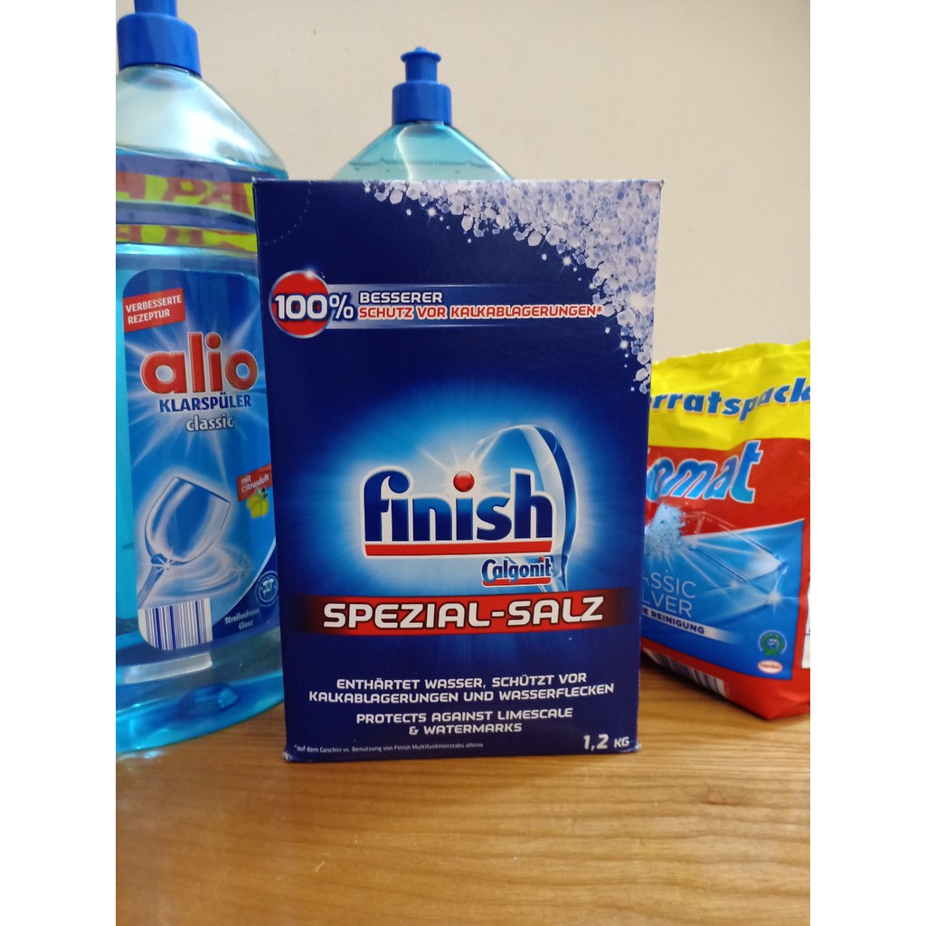 Muối rửa bát Finish 1,5KG nhập khẩu số 1 tại Đức - Tặng que thử nước cứng