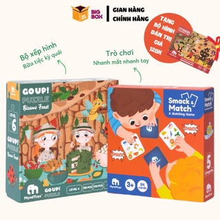 Combo bộ xếp hình Go Up Puzzle và boardgame dành cho bé 5+ MyndToys khám phá thế giới