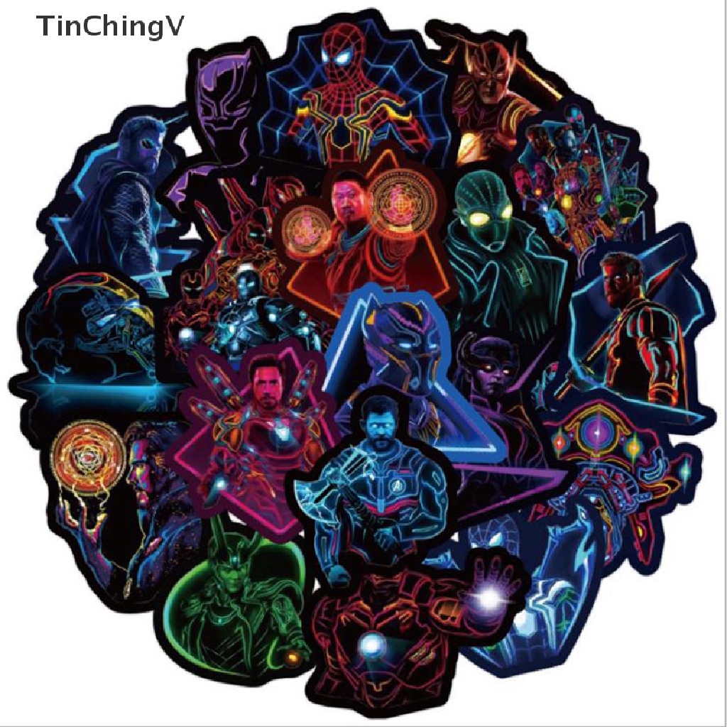 Bộ 100 Miếng Dán Neon Marvel Avengers Trang Trí Laptop Ván Trượt Hành Lý