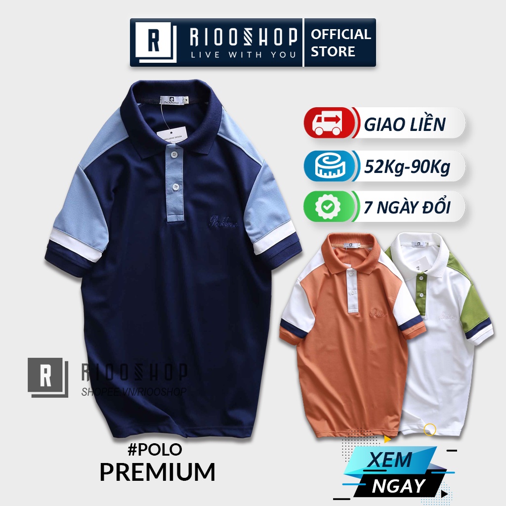 Áo polo form rộng nam, áo phông nam có cổ polo đẹp tay ngắn có size lớn big size phối 2 màu PH RSP065AV Riooshop