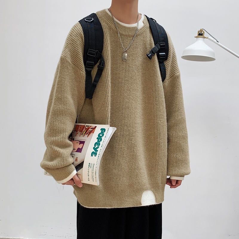 Áo sweater giả hai mảnh dáng rộng dày dặn phong cách Hàn Quốc cá tính dành cho nam