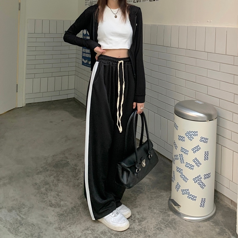 SUXI Quần Dài Thể Thao Ống Rộng Phối Dây Rút Thiết Kế Đơn Giản Dễ Phối Đồ Cho Nữ