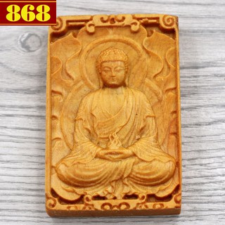 Mặt dây chuyền Đại Nhật Như Lai 6 cm gỗ Hoàng đàn