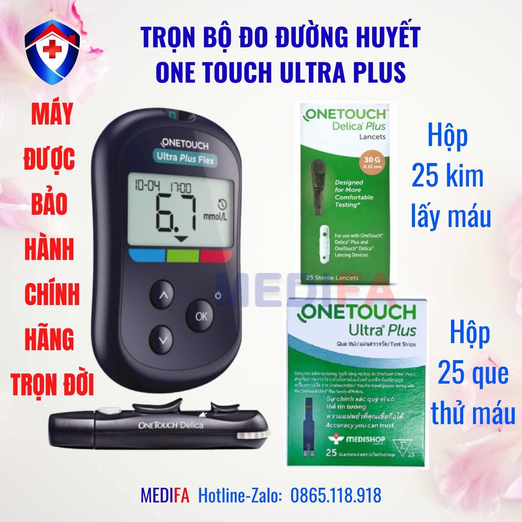 TRỌN BỘ Máy đo đường huyết One Touch Ultra Plus  Bảo hành máy trọn đời  Dễ dàng sử dụng  Phù hợp với người cao tuổi