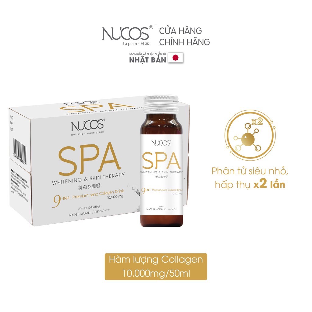 Combo 2 hộp Collagen chống lão hoá căng bóng da Nucos Spa 10000 2x50mlx10 chai | BigBuy360 - bigbuy360.vn