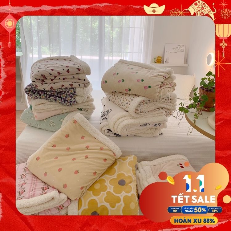 ( Hàng Thiết Kế 11 Mẫu ) Chăn Lông Cừu Tuyết Sữa✨1m5x2m-Tiệm Nhà Mêu✨ Chất lông cừu nhẹ và ấm áp đong đầy yêu thương