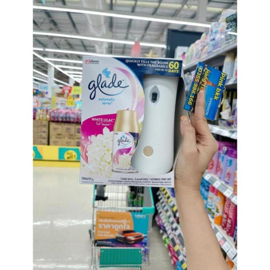Máy xịt thơm phòng tự động GLADE, máy xịt phòng tự động hương thơm dịu nhẹ, thay lõi 269ml,